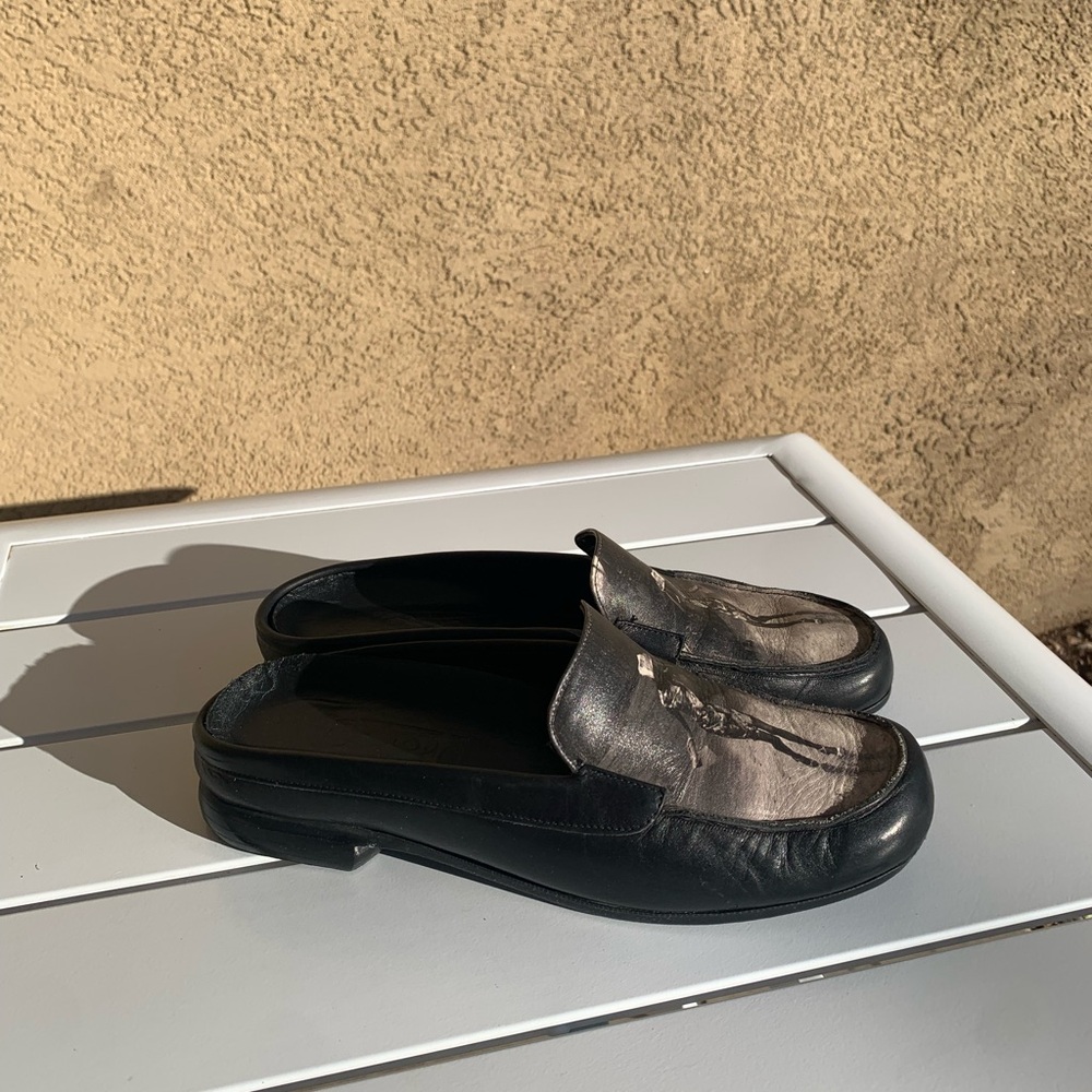 Jeon black grey leather mules girl in the rain size 6M